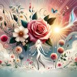 A beautiful and graceful visual representation of the name Roselaine, embodying its meanings of ‘Beleza e Graça’ (Beauty and Grace). The image should