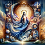 A graceful and strong visual representation of the name Geovane, embodying its meanings of ‘Graça e Fortaleza’ (Grace and Strength). The image should