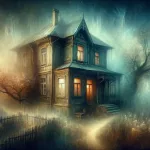 A haunting and atmospheric image of an old, weathered house, representing the dream theme of old houses. The house is depicted with an air of mystery