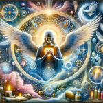 A healing and divine visual representation of the name Rafael, embodying its meanings of ‘Cura e Proteção Divina’ (Healing and Divine Protection). The