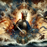 A majestic and legendary visual representation of the name Arthur, embodying its meanings of ‘Nobreza e Lenda’ (Nobility and Legend). The image should