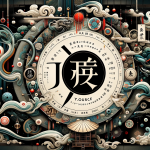 A mysterious and unique illustration representing the name Yuke, capturing its uncertain origin and varied meanings. The image should feature elements