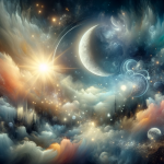 A mystical and enchanting visual representation of the name Lua, capturing its meanings of ‘Encanto Celestial e Mistério’ (Celestial Charm and Mystery