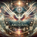 A mystical and symbolic illustration representing the name Amenadiel, encapsulating its mystery and spiritual aura. The image should feature celestial
