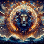 A mystical and universal depiction of the name Ariel, symbolizing its Hebrew origin and profound meaning. The image should embody the concepts of divi