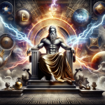 A powerful and authoritative visual representation of the name Zeus, embodying its meanings of ‘Poder e Autoridade’ (Power and Authority). The image s
