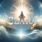 A radiant and pure illustration representing the name Clara, capturing its essence of light and clarity. The image should feature elements that symbol