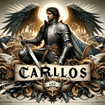 A regal and strong illustration representing the composite name Luiz Carlos, embodying the themes of nobility and strength. The image should feature e