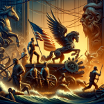 A representation of the name ‘Emerson’, embodying the themes of bravery, strength, and industriousness. The image should convey a sense of independenc