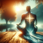 A serene and spiritual scene representing the name ‘Cristian’. The focus is on a peaceful and contemplative figure, symbolizing the meaning ‘follower