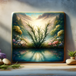 A serene scene representing the name ‘Rosemary’, inspired by the herb rosemary (alecrim in Portuguese). The image should capture the essence of the he