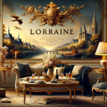 A sophisticated and elegant scene representing the name Lorraine. The image should capture the essence of the northeastern French region of Lorraine,