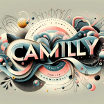 A stylish and contemporary illustration representing the name Camilly, highlighting its charm and versatility. The image should feature modern and art