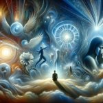 A surreal and symbolic image representing the theme of seeing someone cry in a dream. The scene depicts a person in a dream-like state witnessing anot