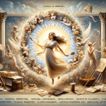 A symbolic and artistic representation of the meaning of the name Emily, emphasizing its classical beauty and elegance. The image should depict a refi