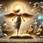 A symbolic and artistic representation of the meaning of the name Geovana, emphasizing its feminine grace and divine blessing. The image should depict