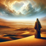 A symbolic and artistic representation of the meaning of the name Ismael, emphasizing its deep biblical roots and significance. The image should featu