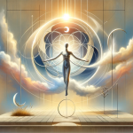 A symbolic and artistic representation of the meaning of the name Jhon, emphasizing its modern twist on a classic name. The image should depict a cont