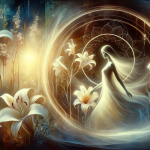 A symbolic and artistic representation of the meaning of the name Liliane, emphasizing its delicacy and charm. The image should depict a graceful and