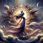 A symbolic and artistic representation of the meaning of the name Raíssa, emphasizing its charm and uniqueness. The image should depict an elegant and