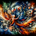 A symbolic and artistic representation of the meaning of the name Ruan, emphasizing its modern sound and varied origins. The image should depict a dyn