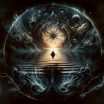 A symbolic and mysterious representation of the theme ‘Navegando nas Águas Escuras do Subconsciente Uma Análise dos Sonhos com Água Escura’. The imag