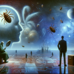 A symbolic and thought-provoking image representing the concept of dreaming about lice on someone else’s head. The scene should depict a metaphorical