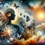A symbolic representation of dreaming about the death of a relative. The image should convey a sense of deep emotional introspection and transformatio