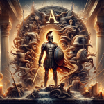 A symbolic representation of the name Alejandro, reflecting its Greek origins and the meaning of power and protection. The image captures a majestic a