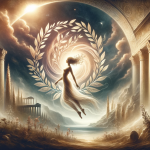A symbolic representation of the name Dafne, inspired by its Greek origin and meanings. The image depicts a mystical, ethereal landscape that embodies