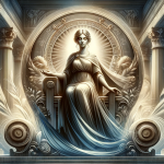 A symbolic representation of the name Priscila, inspired by its Latin origin and meanings. The image portrays a dignified and wise atmosphere, reflect