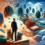 A thoughtful and symbolic representation of dreaming about buying clothes. The scene includes a tranquil and stylish background, depicting a person in