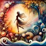 A unique and charming scene representing the name ‘Laiane’. The focus is on a graceful and elegant figure, symbolizing the uniqueness and charm of the