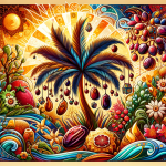 A vibrant and symbolic visual interpretation of the name Tâmara, embodying its meanings of ‘Doçura e Vitalidade’ (Sweetness and Vitality). The image s