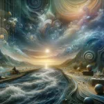 A visual interpretation of the concept ‘Navigating the Symbolism The Meaning of Dreaming about Dirty Flowing Water’. The scene depicts a surreal drea