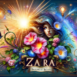 A visually stunning representation of the name Zara, capturing its meanings of ‘Brilho e Beleza’ (Brightness and Beauty). The image should creatively