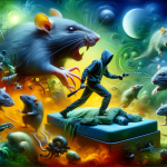 A vivid and symbolic representation of a dream about killing rats, symbolizing the confrontation and resolution of fears, problems, or negative aspect