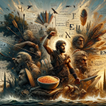 An artistic representation inspired by the biblical name Esaú, highlighting its deep historical and symbolic significance. The image should visually e