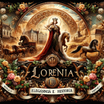 An elegant and historical visual representation of the name Lorena, embodying its meanings of ‘Elegância e História’ (Elegance and History). The image