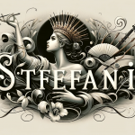 An elegant and sophisticated illustration representing the name Stefani, highlighting its grace and distinction. The image should feature elements tha