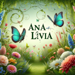 Ana Lívia – An image for a blog article that captures the essence of the name ‘Ana Lívia’. The visual features a flourishing spring garden with a variety of vibra
