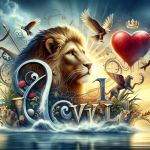 Artistic representation of the name ‘Davi’ symbolizing ‘beloved’ and ‘courageous’ in a wide format The image should include elements th