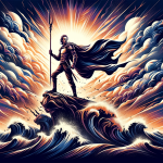 Create an artistic image representing the meaning of the name Jack. The artwork should visually convey the themes of strength and leadership, as the n