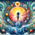 Create an artistic image representing the meaning of the name Maia. The artwork should visually convey themes of growth and nurturing, as the name Mai
