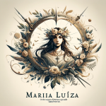 Create an artistic image representing the meaning of the name Maria Luíza. The artwork should visually convey the themes of both Mary’s grace and Loui