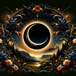 Create an artistic image representing the meaning of the name Mauro. The artwork should visually convey the themes of darkness and moorland, as the na