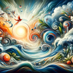 Create an artistic image representing the meaning of the name Renata. The artwork should visually convey the themes of rebirth and renewal, as the nam