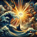 Create an artistic image representing the meaning of the name Roberta. The artwork should visually convey themes of brilliance and renown, as the name