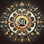 Create an artistic image representing the name Sol, highlighting its meaning of light, warmth, vitality, and joy. The artwork should visually embody t