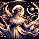 Create an image in a style different from the previous ones that represents the meaning of the name concept ‘Juliete’, signifying ‘young’ or ‘daughter